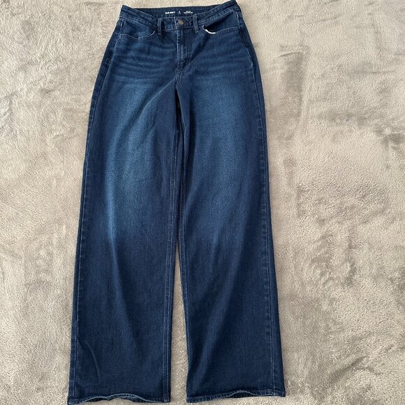 Old Navy Wow Wide Leg High Rise Jeans Women's size 6 Tall Long Dark Wash - Picture 1 of 7